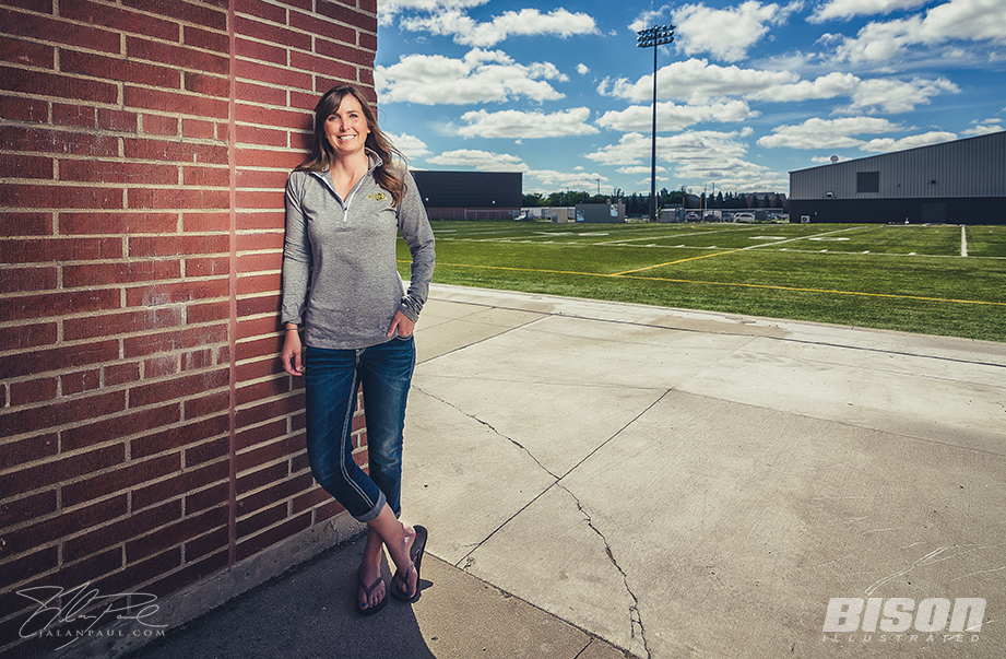 Senior policy advisor Dr. Andrea Travnicek visits Dacotah Field at NDSU