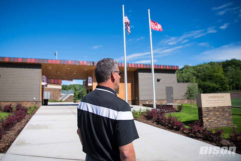 Tom Stock overlooking his new facilities at St. John's
