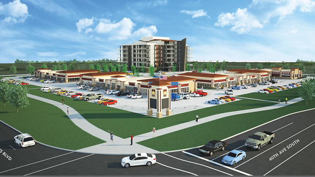 A rendering of retail and condominium development Veterans Square