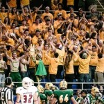 NDSU Bison football fans in the student section get rowdy